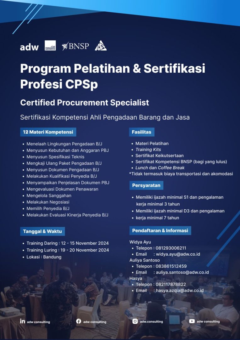 Program Pelatihan dan Sertifikasi Certified Procurement Specialist ...